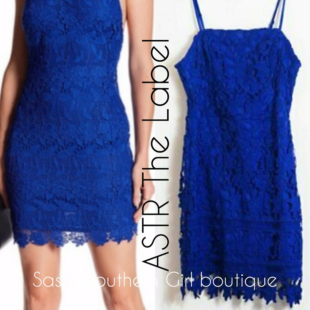 🆕⭐ASTR The Label royal blue crochet lace dress